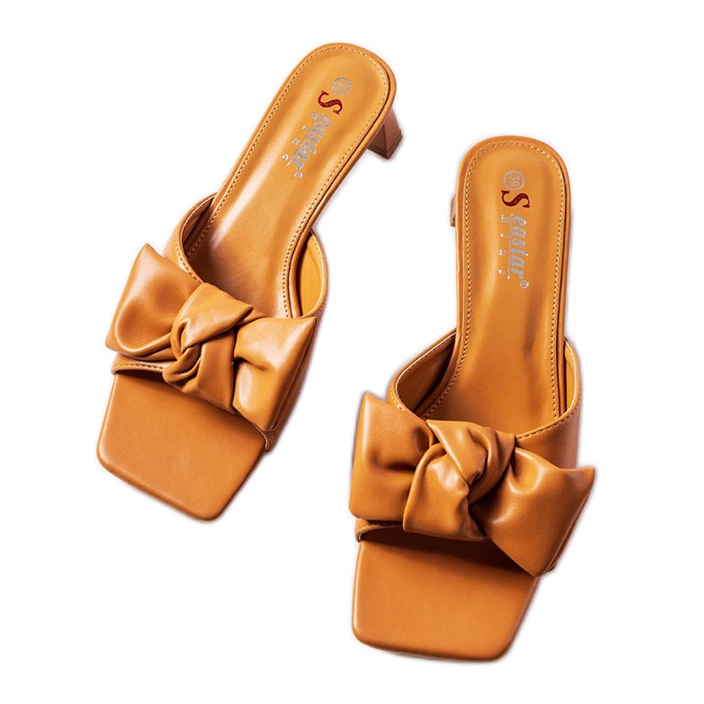 Sandale maro cu toc cu fundita Oak Sandale maro cu toc cu fundita Oak