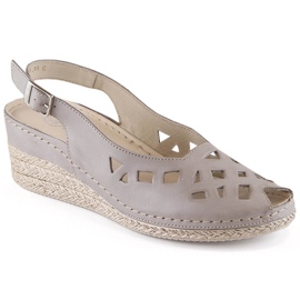 Sandale de damă confortabile din piele, gri Helios 110-33 Sandale de damă confortabile din piele, gri Helios 110-33