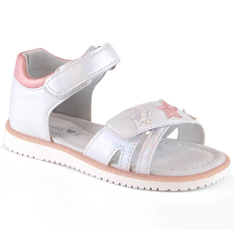 Evento Miss. Sandale cu velcro argintiu pentru fete