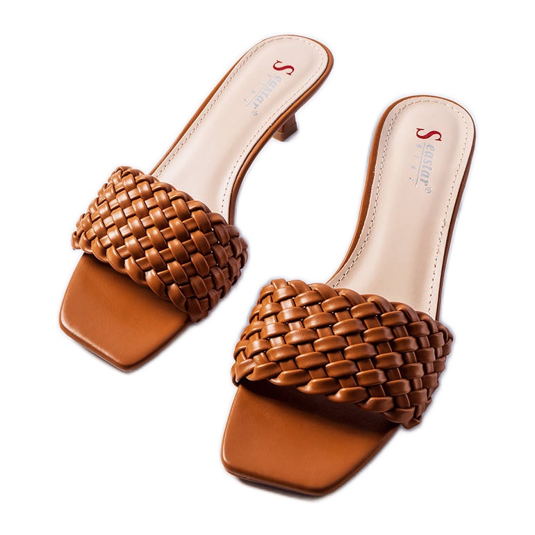 Sandale maro cu toc mic de la Burbank