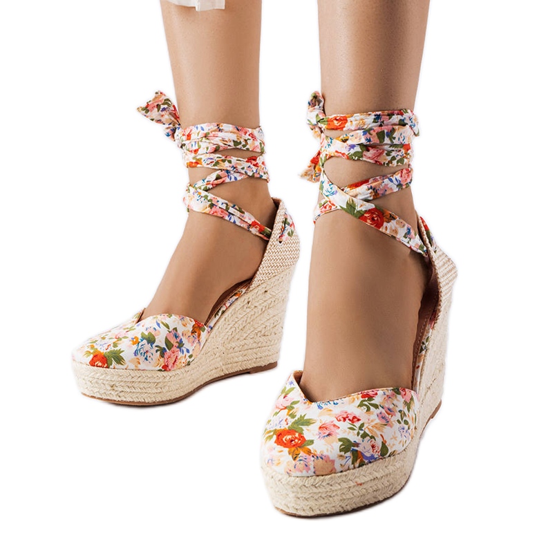 Espadrile cu pană florale Larivière bej Espadrile cu pană florale Larivière bej