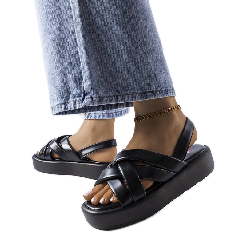 Sandale cu platformă Black Horseshoe negru