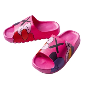 Flip-flops roz închis cu imprimeuri