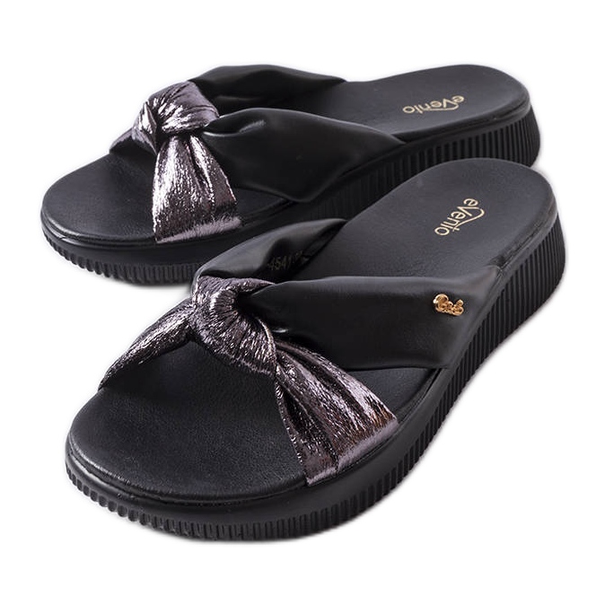 Sandale cu pană negre de la Luce negru Sandale cu pană negre de la Luce negru