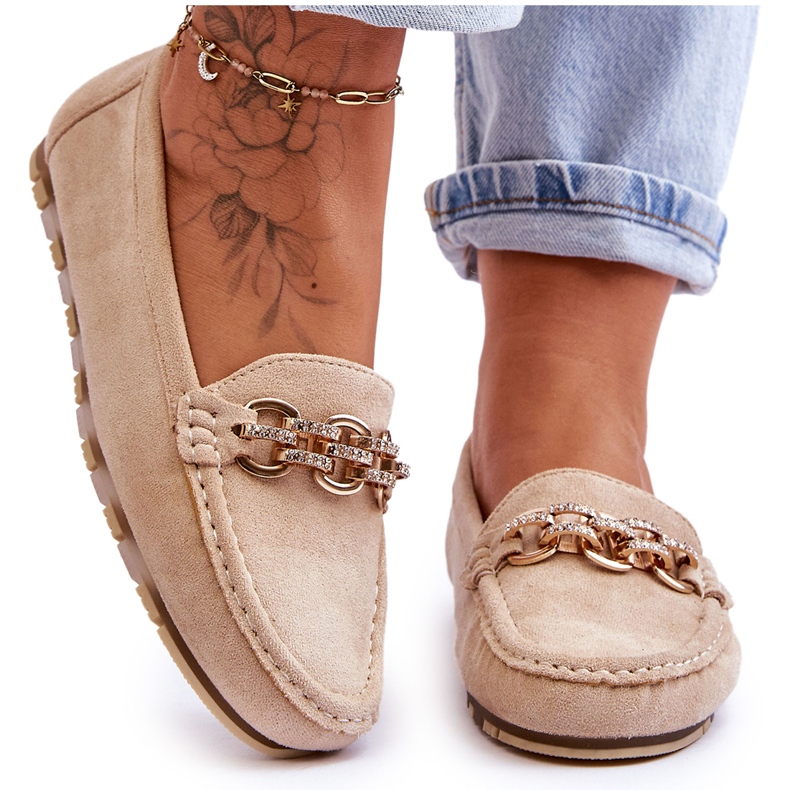 Mocasini de dama din piele intoarsa Bej Sorento Mocasini de dama din piele intoarsa Bej Sorento