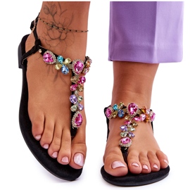 Flip Flops din piele intoarsa cu pietre Negru Frency Flip Flops din piele intoarsa cu pietre Negru Frency