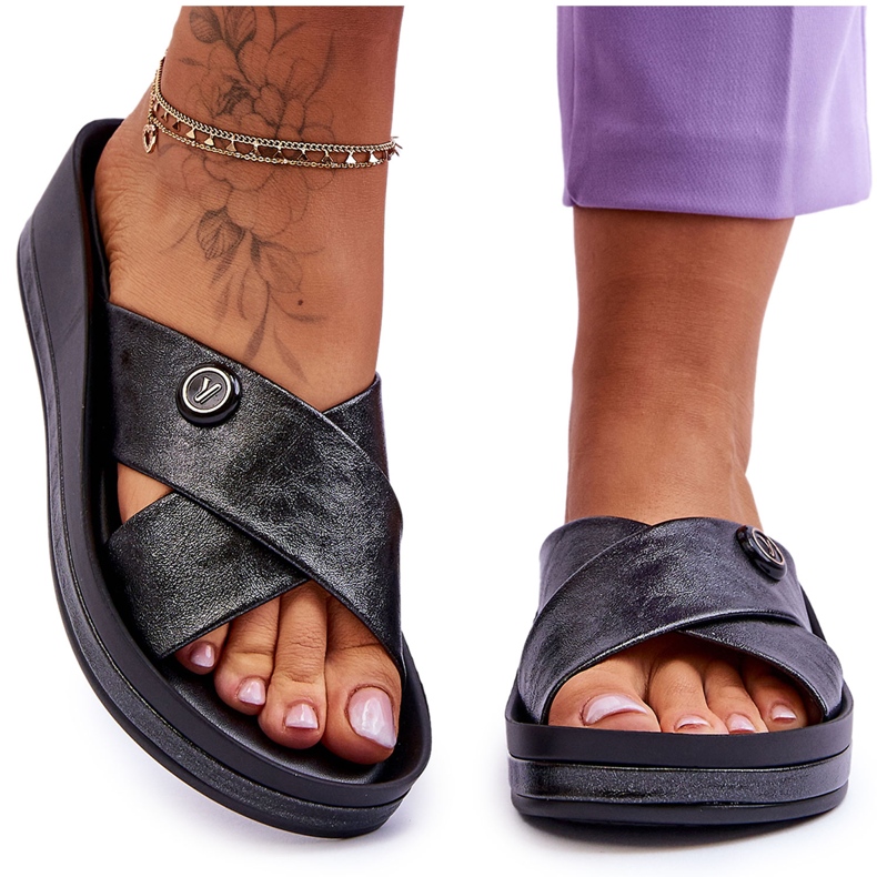 Vinceza Papuci Dama Platforma Cu Decorat Negru Brooklyn