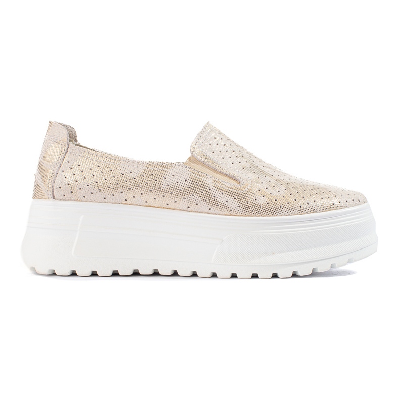 Pantofi de damă din piele aurii Shelovet de aur