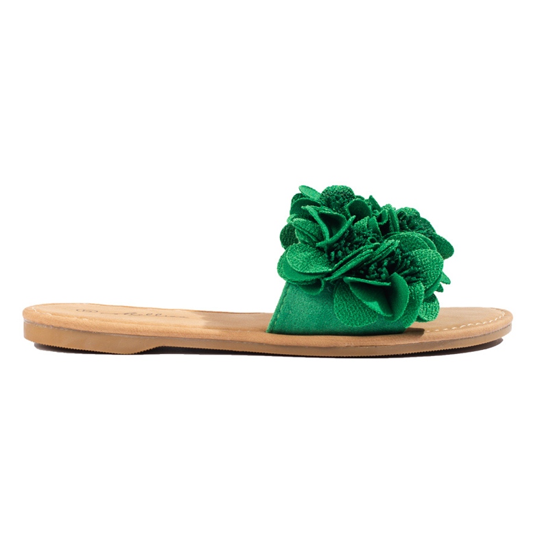 Papuci de dama verzi cu flori Shelovet verde