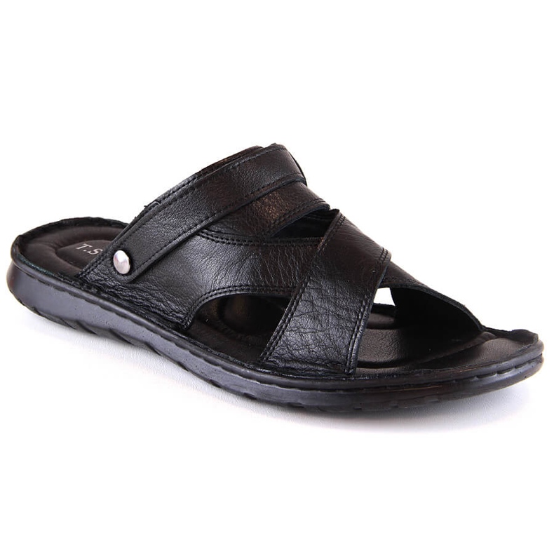 Sandale flip-flops din piele neagră pentru bărbați T.Sokolski LM20-02 negru