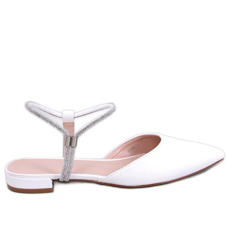 Balerini cu toc deschis de la Durie White alb