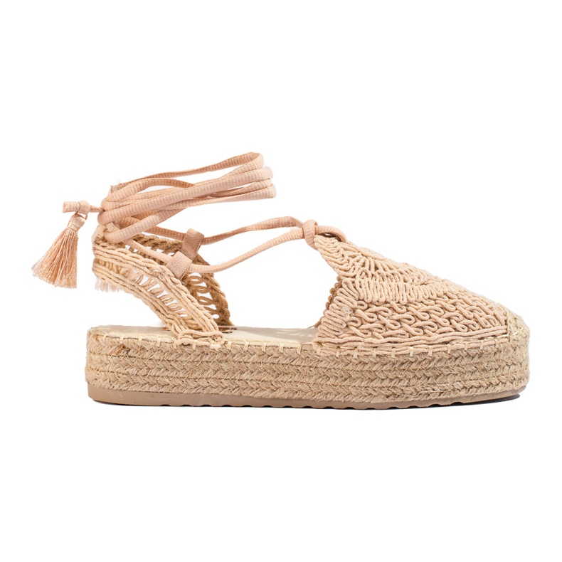 Espadrile cu platformă boho bej închis de la Shelovet