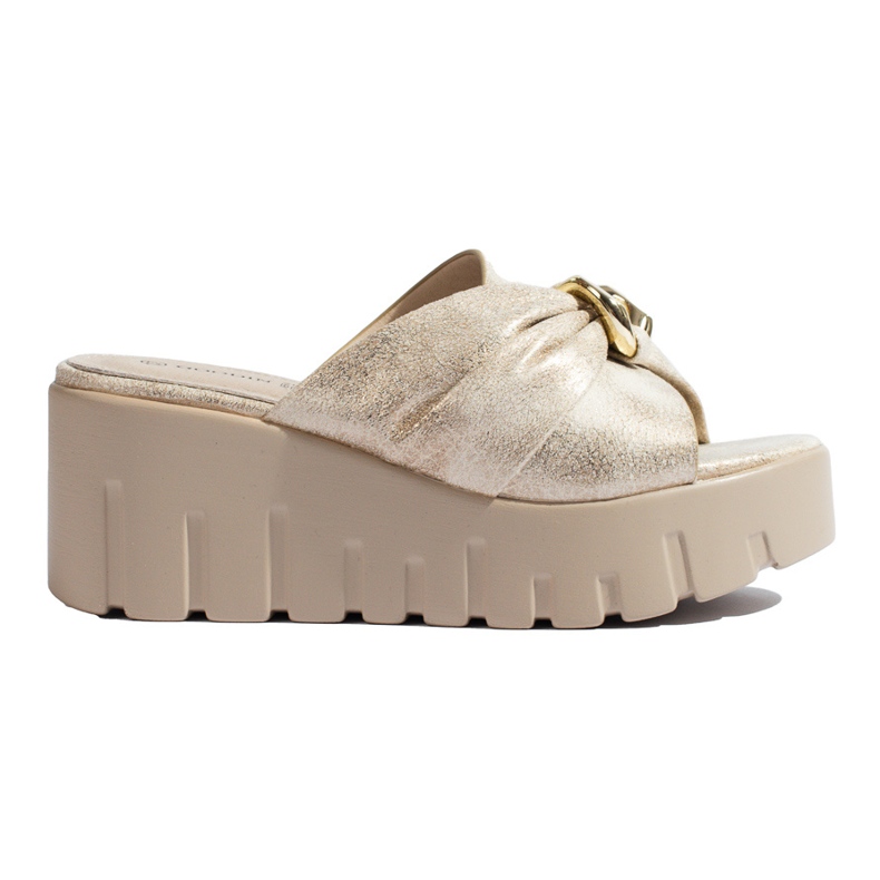 Papuci cu pană Shelovet de aur pentru damă