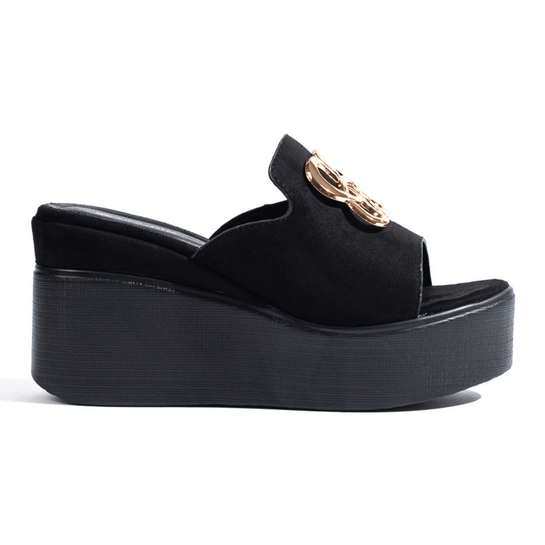 Papuci papuci din piele intoarsa neagra Shelovet negru