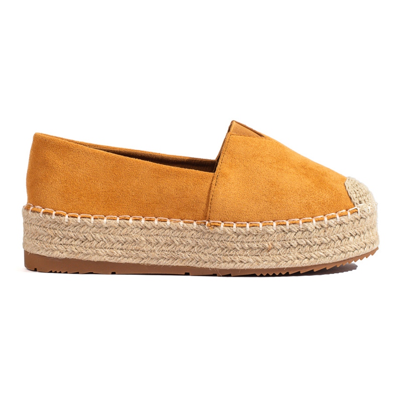 Espadrile de piele intoarsa de dama pe platforma camel Shelovet maro