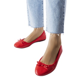 Balerini roșii cu fundă de la Vaillancour roșu