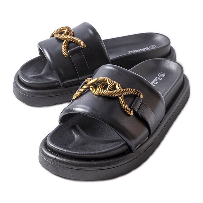 Sandale negre cu platformă de la Frédérique negru