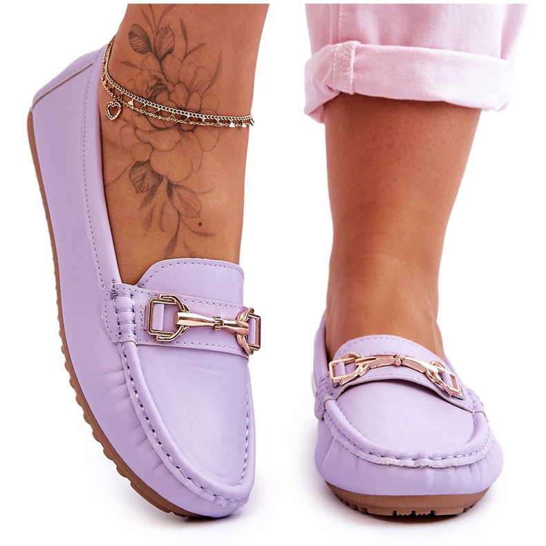 Mocasini clasici din piele violet Verona