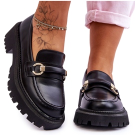 Mocasini de damă pe o platformă masivă Calypso negru