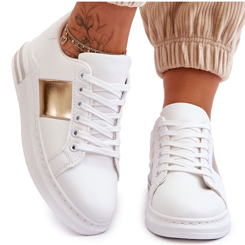 Pantofi sport clasici alb și auriu Follow Me Pantofi sport clasici alb și auriu Follow Me