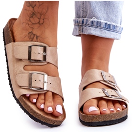 FB1 Papuci Slip-On dama Bej Destino FB1 Papuci Slip-On dama Bej Destino