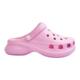 PG2 Foam Slides Crocs On A Chunky Talpa Pink Katniss roz