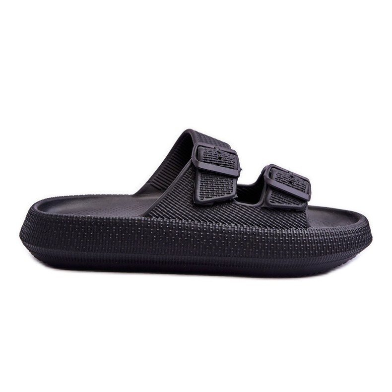 Papuci de damă din spumă cu dungi Sharmen negre negru Papuci de damă din spumă cu dungi Sharmen negre negru