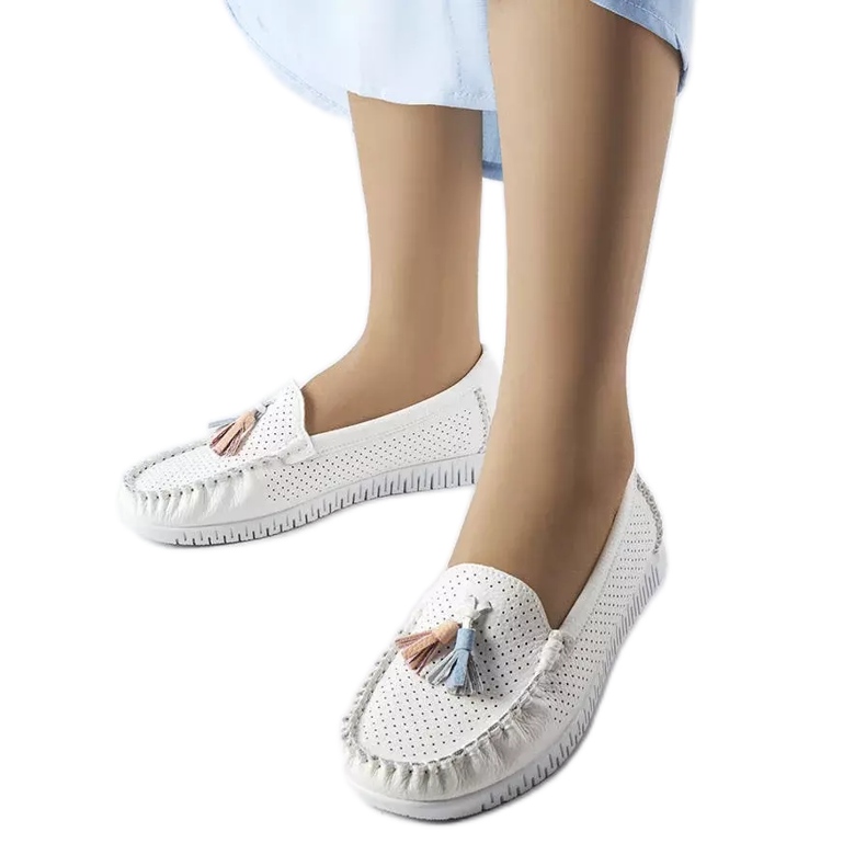 Mocasini Maryville din piele albă