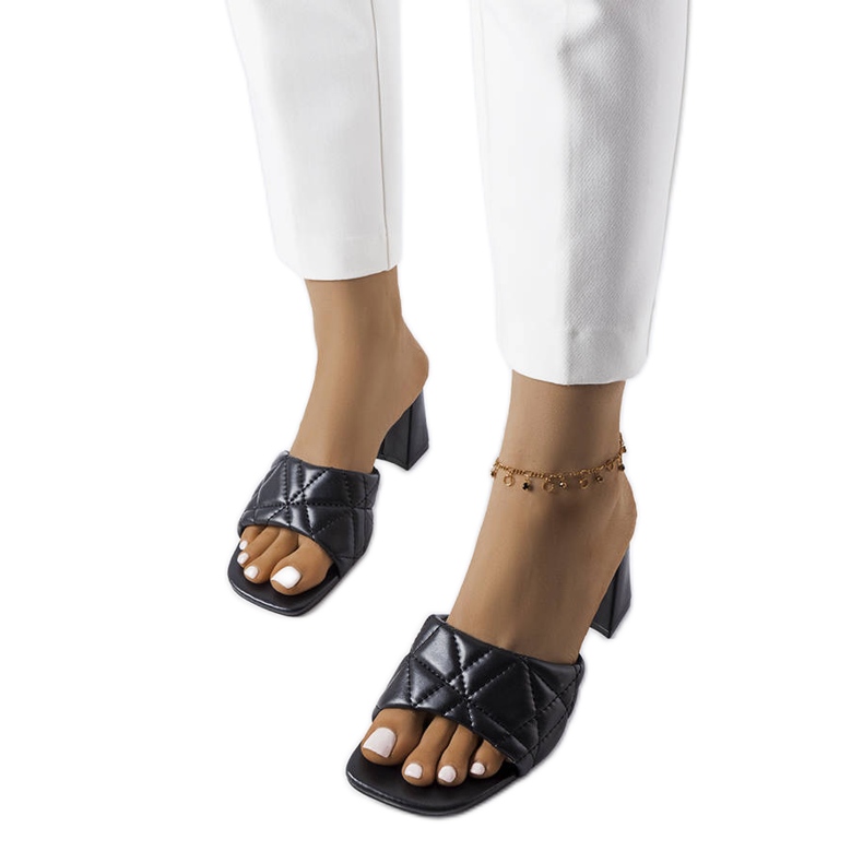 Sandale negre cu toc de la Merley negru