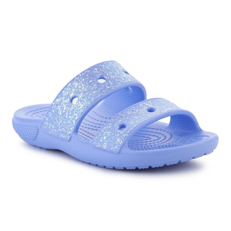 Papuci Crocs Classic Glitter Sandal Jr. 207788-5Q6 albastru