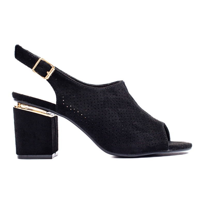 Sandale negre din piele intoarsa cu toc inalt de la Vinceza negru