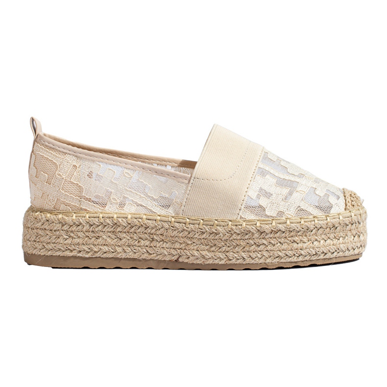 Espadrile din dantela pe platforma Shelovet neagra bej