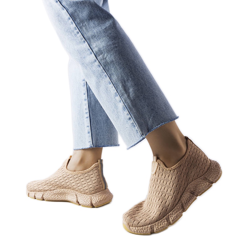 Tenisi sport bej cu slip-on de la Obenor