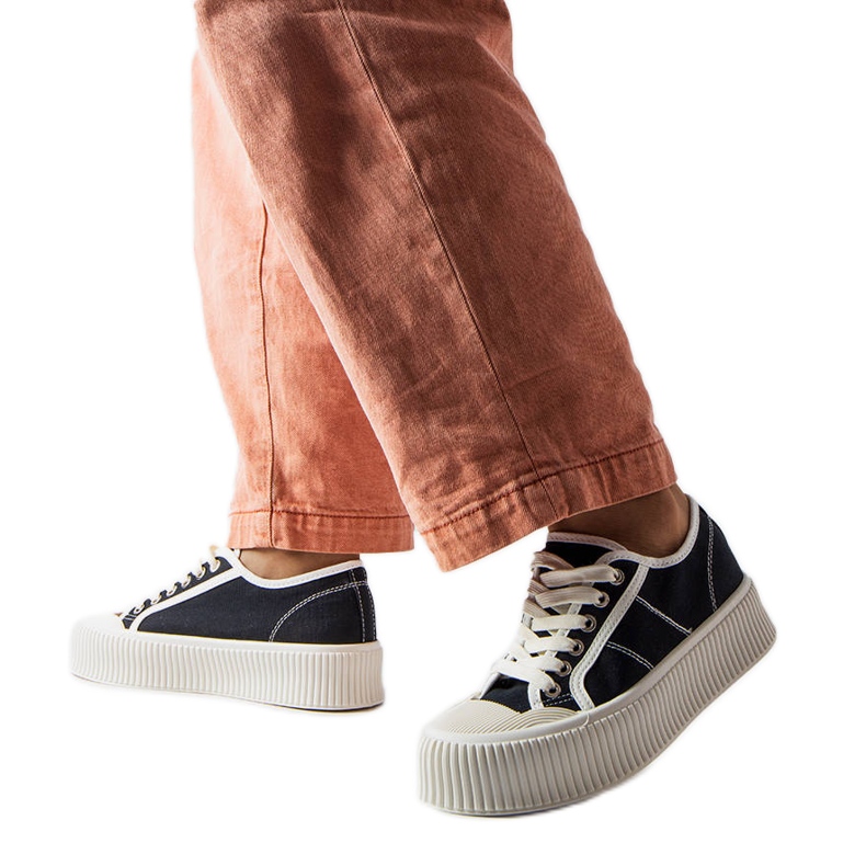 Adidasi Castanthei negri cu platforma negru