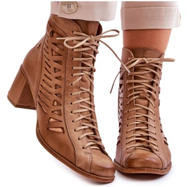 Cizme ajurate din piele Maciejka 05508-10 Bej închis