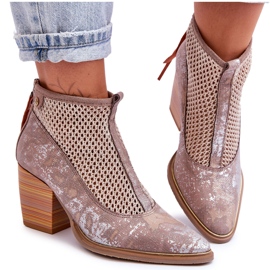 Cizme Piele Cu Plasă Maciejka 05842-04 Bej