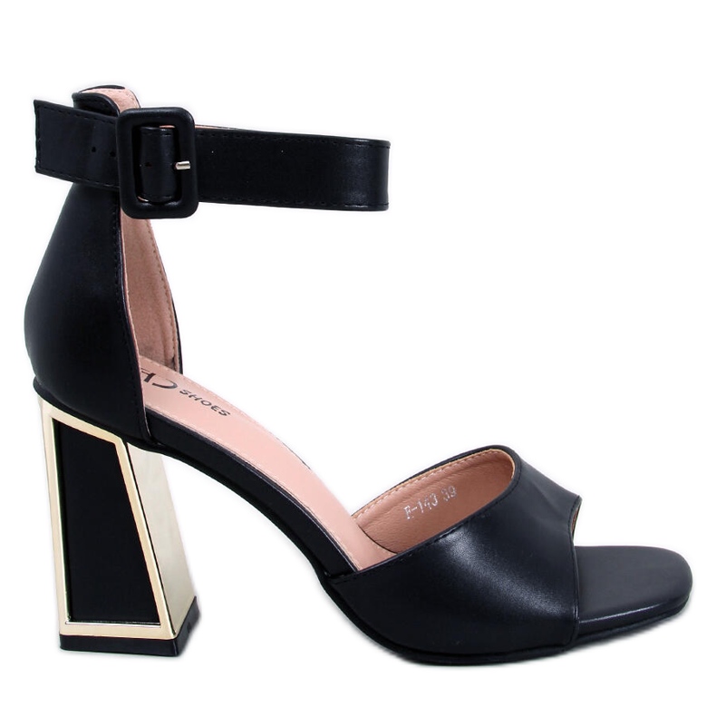 Tamara Sandale negre cu toc geometric negru Tamara Sandale negre cu toc geometric negru