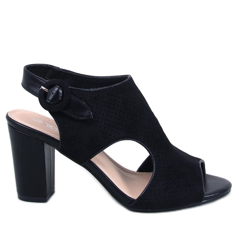 Morillo Sandale negre cu toc ajurata negru Morillo Sandale negre cu toc ajurata negru