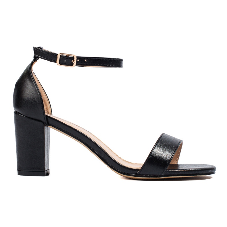Sandale negre Shelovet cu toc negru