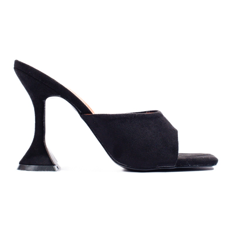 Sandale cu toc din piele intoarsa neagra de la Shelovet negru