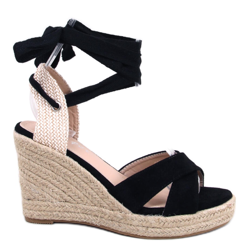 Espadrile negre pe o pană împletită negru M319P Negru Espadrile negre pe o pană împletită negru M319P Negru