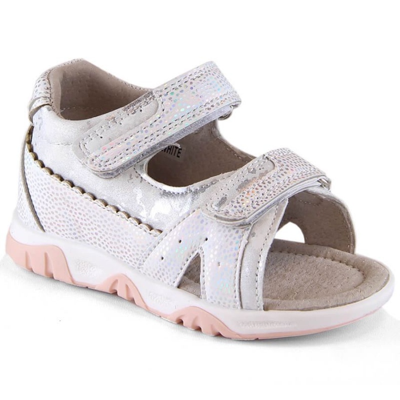 Sandale albe cu velcro Miss Jr EVE429