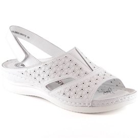 Sandale confortabile din piele cu bandă elastică eVento W 5850 alb