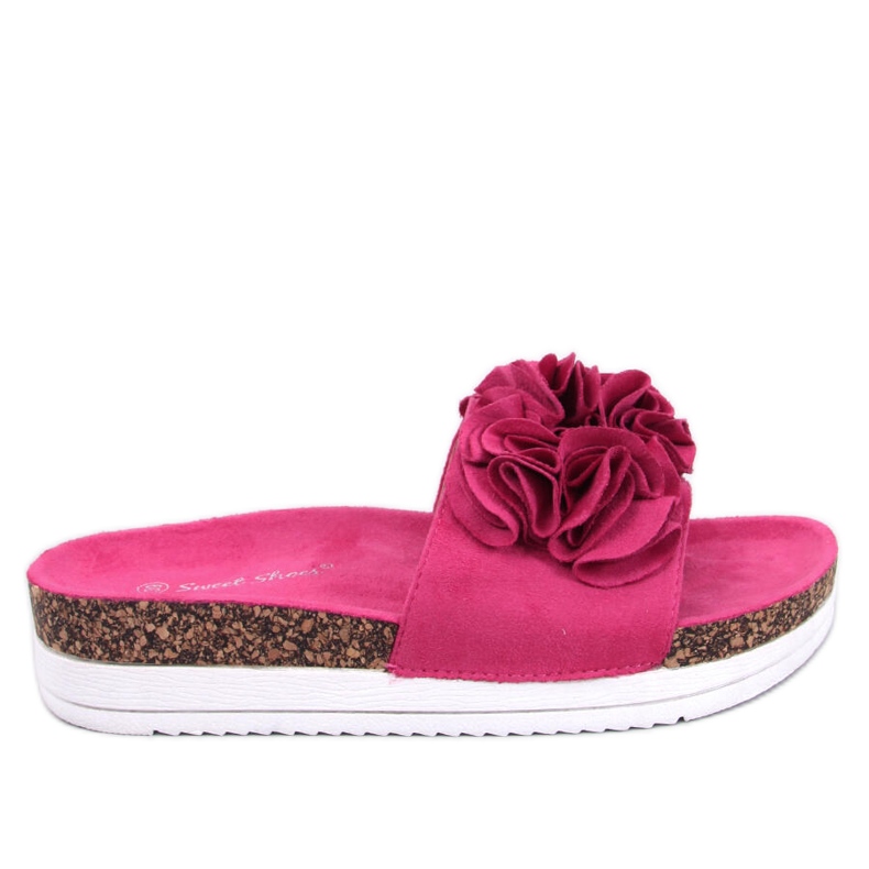 BM Papuci Rizzo Fuchsia cu flori de piersic roz BM Papuci Rizzo Fuchsia cu flori de piersic roz