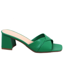 BM Sandale Poncia Green cu toc mic verde