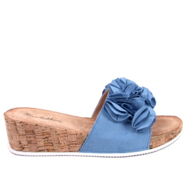 BM Sandale cu pană cu flori Peluso Blue albastru BM Sandale cu pană cu flori Peluso Blue albastru
