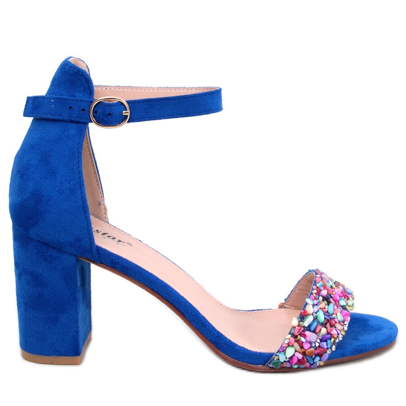 BM Sandale cu toc de piatră Valentine Blue albastru
