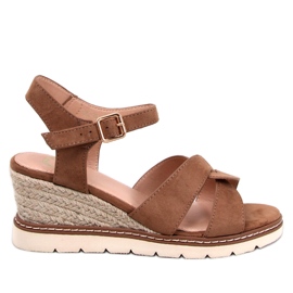 BM Espadrile Sermon Khaki cu toc compensat maro