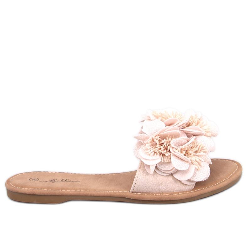 Papuci cu flori Corey Beige bej Papuci cu flori Corey Beige bej