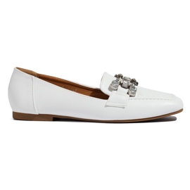 Mocasini albi de dama cu decor Shelovet Mocasini albi de dama cu decor Shelovet